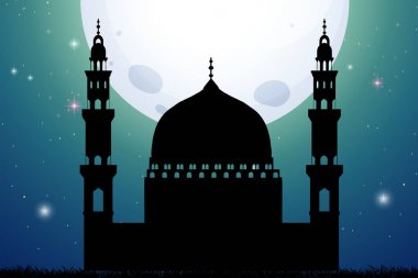 Dolunay gecesi siluet Camii