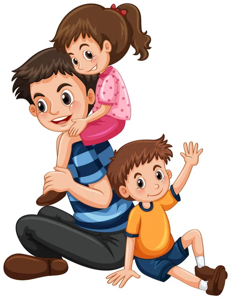 Père avec fille et fils — Image vectorielle