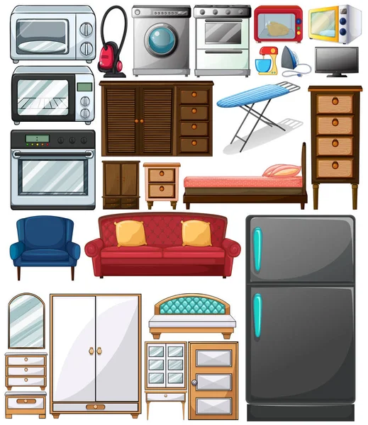 Diferentes tipos de electrodomésticos — Vector de stock