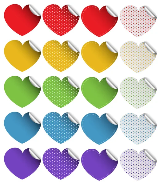 Diseño de etiquetas engomadas en formas de corazón — Archivo Imágenes Vectoriales