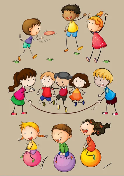 Niños felices jugando juegos — Vector de stock