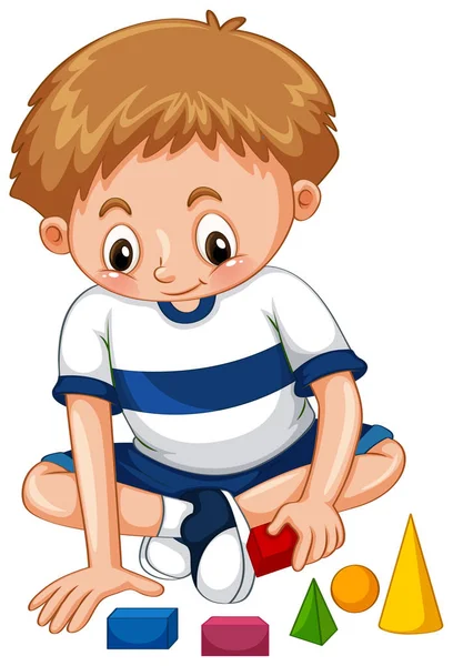 Little boy playing shapes — Stock Vector