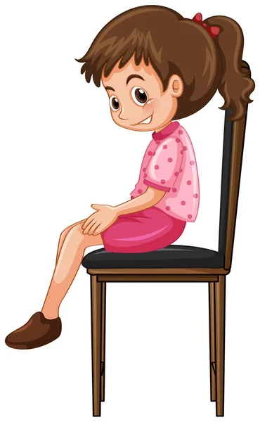 Gadis kecil duduk di kursi besar - Stok Vektor