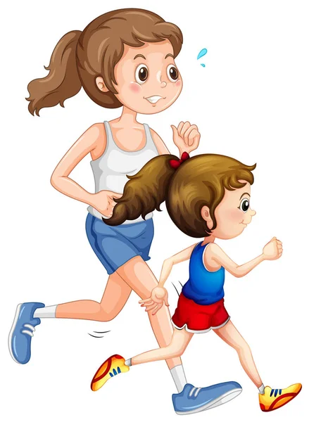 Mother and daughter running — Stock Vector