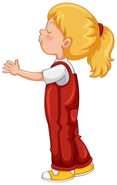Little girl in red overall outfit — Stock Vector