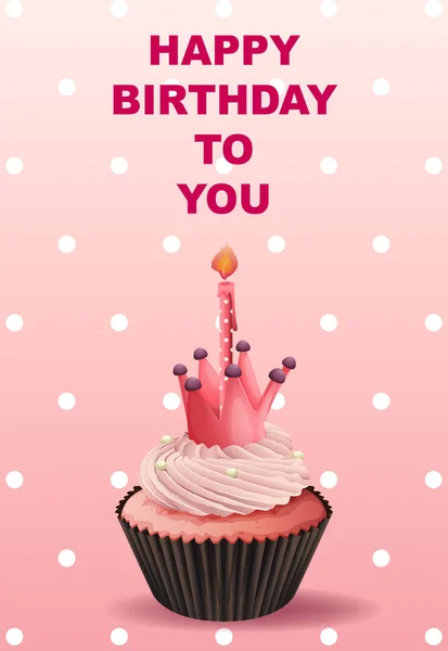 Happy Birthday card template with pink cupcake