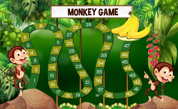 Modèle de jeu avec des singes dans la forêt — Image vectorielle