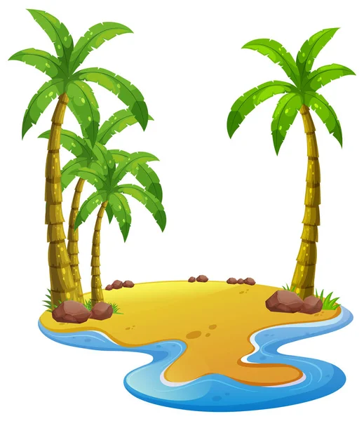 Island with coconut trees — Stock Vector