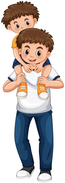 Father and son playing piggy back ride Stock Vector