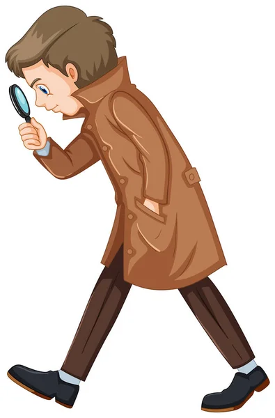 Detective in bruine overjas — Stockvector