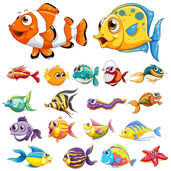 Différents types de poissons — Image vectorielle