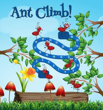 Bahçe içinde karıncalar şablonuyla boardgame