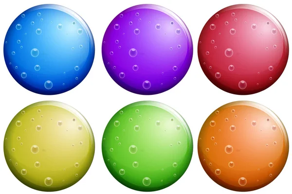 Round bubbles in six colors — Stock Vector