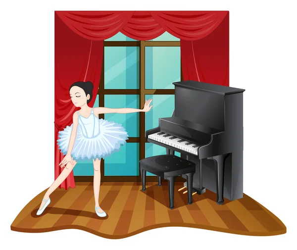 Balerina táncok a szobában — Stock Vector