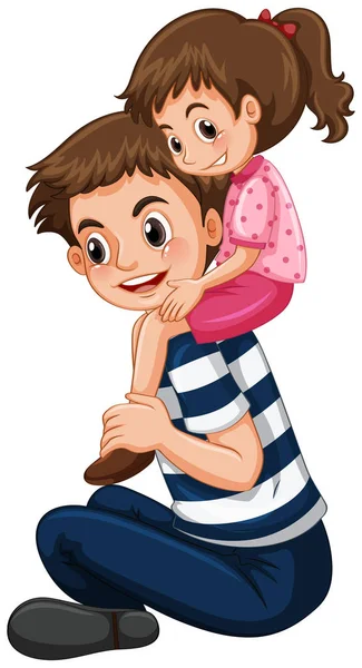 Father gives little girl piggy back ride — Stock Vector