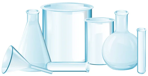 Different types of glass beakers — Stock Vector