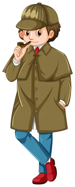 Dedektif kahverengi palto yasaktır boru — Stok Vektör