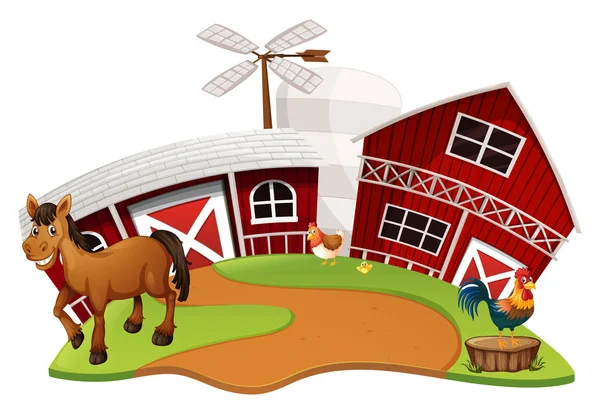 Granja escena con animales de granja — Vector de stock