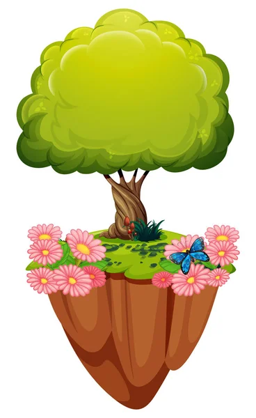 Green tree and pink flowers — Stock Vector