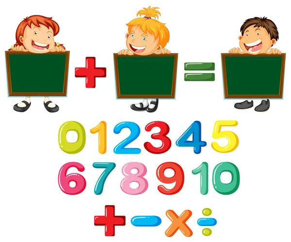 Ευτυχισμένα παιδιά και αριθμούς — Διανυσματικό Αρχείο