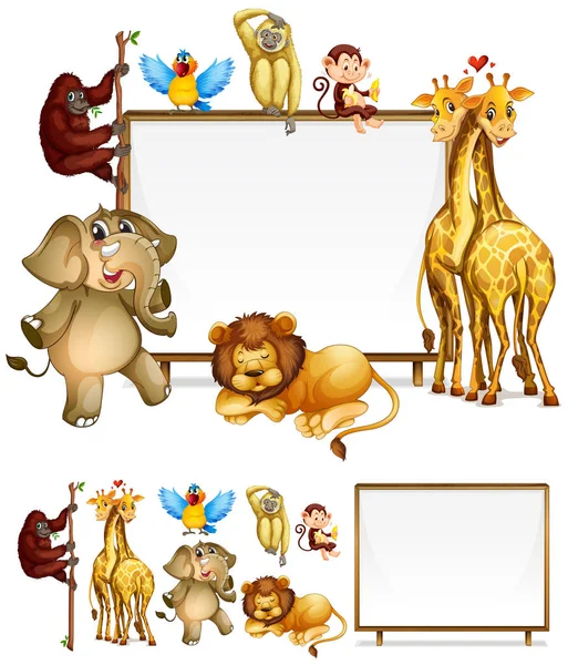 Modèle de tableau avec des animaux sauvages — Image vectorielle