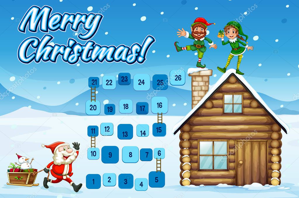 Boardgame template wtih Santa and elves