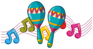 Arka planda müzik notları ile Maracus