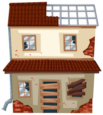 Yıkık penceresi olan eski ev