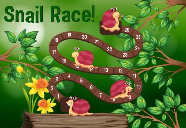 Salyangoz ağaç üzerinde şablonla boardgame