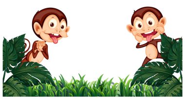 Arka plan tasarımı bahçe içinde iki maymun ile