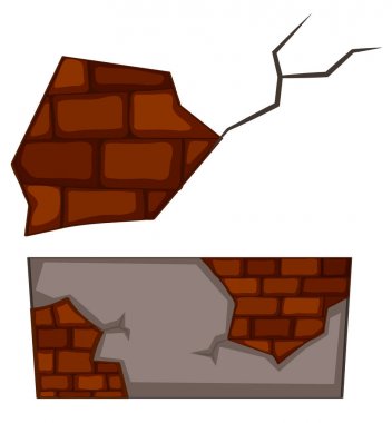 Brickwall beyaz arka plan üzerinde çatlaklar ile