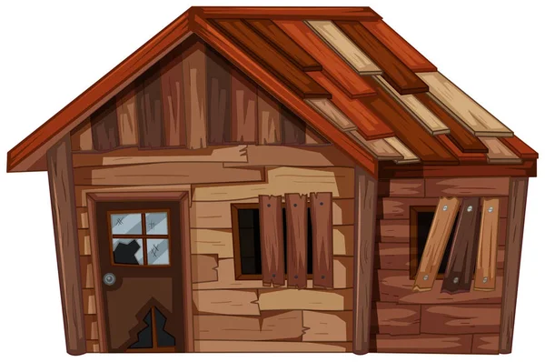 Maison en bois en mauvais état — Image vectorielle