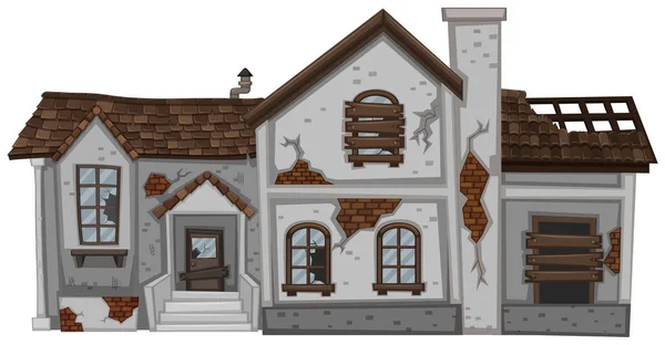茶色の屋根の古い家 — ストックベクタ