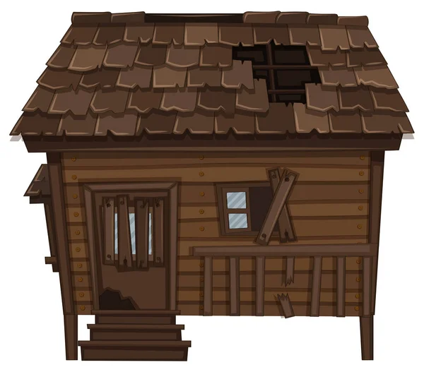 Casa de madera con la condición arruinada — Vector de stock