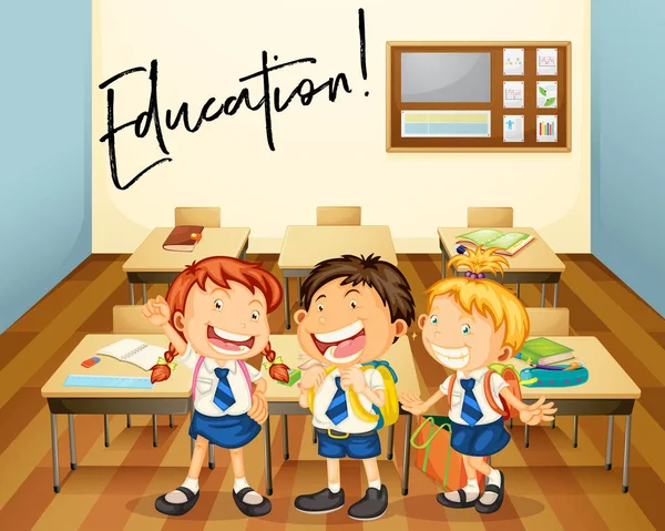 Wortausdruck für Bildung mit Schülern im Klassenzimmer — Stockvektor
