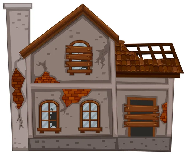 Starý dům s rozbitou střechou — Stockový vektor