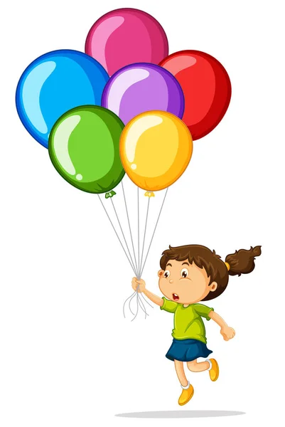 Κορίτσι εκμετάλλευση πολύχρωμα μπαλόνια — Διανυσματικό Αρχείο