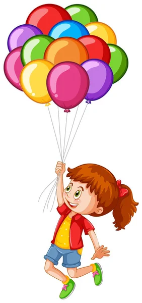 Happy girl with colorful balloons — Stock Vector