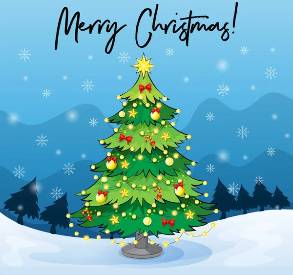 Merry Christmas card sjabloon met kerstboom — Stockvector