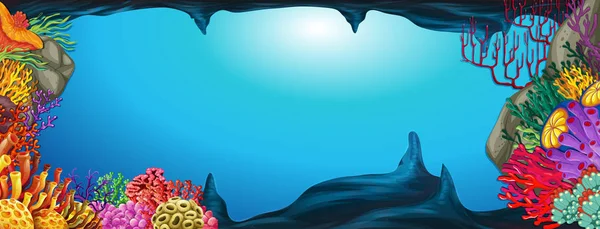 Escena submarina con arrecife de coral — Vector de stock