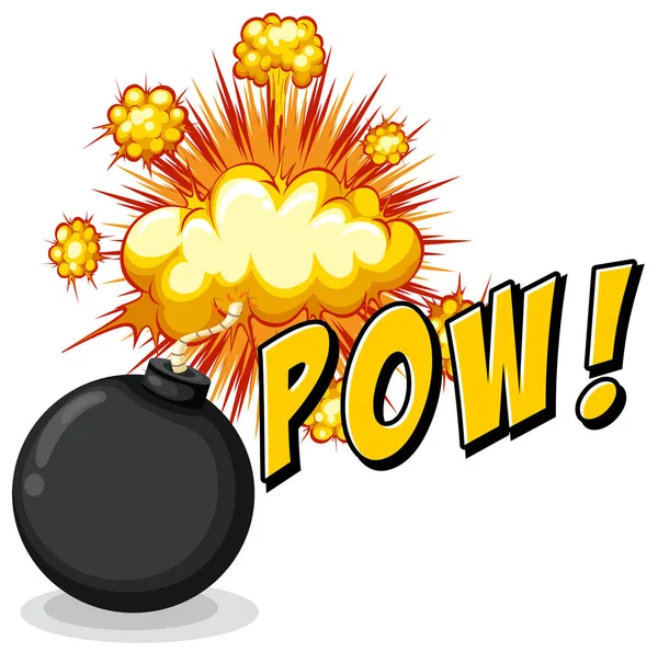 Pow Word met bom explosieve — Stockvector