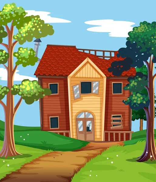 Trasiga hus på landsbygden — Stock vektor