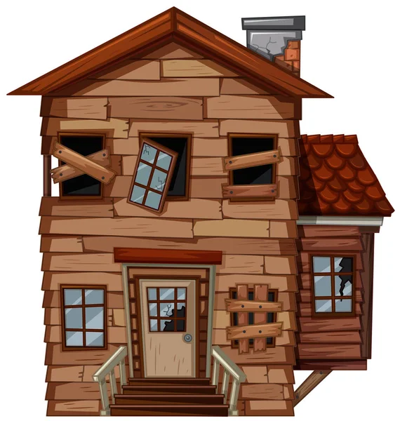 Casa in legno con cattive condizioni — Vettoriale Stock