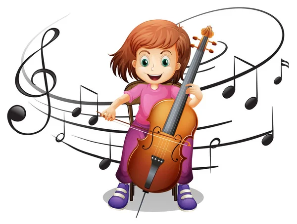 Girl playing cello alone — Stock Vector