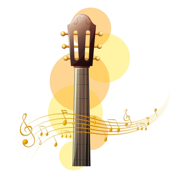 Acoustic guitar with music notes in background — Stock Vector