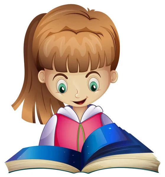 Glad tjej läsa bok — Stock vektor