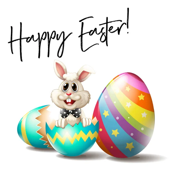 Húsvéti nyuszi színes tojásokkal — Stock Vector