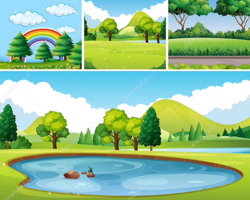 Four scenes of park at day time