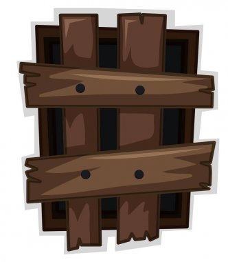 Ahşap Komiteler çivilenmiş ile kırık pencere