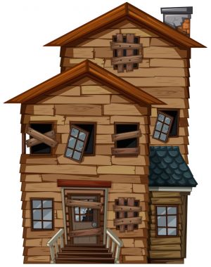 Kırık penceresi olan eski ev